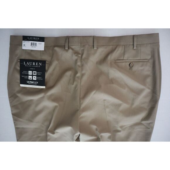 Lauren Ralph Lauren Men's Sz 46x30 Tan UltraFlex Wool Blend Dress Pants - Picture 5 of 6